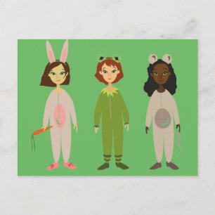 Carte Postale Thème des amies en pyjama pour filles mignonnes