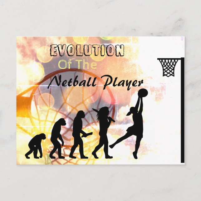 Carte Postale Thème d'évolution amusant du Lecteur Netball (Devant)