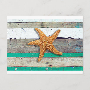 Carte Postale Thème Plage Starfish Mariage Rustique