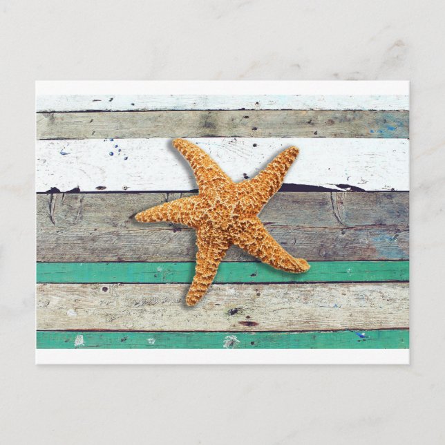 Carte Postale Thème Plage Starfish Mariage Rustique (Devant)