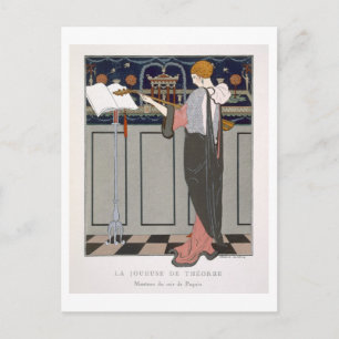 Carte Postale Theorbo Player, design pour un manteau de soirée