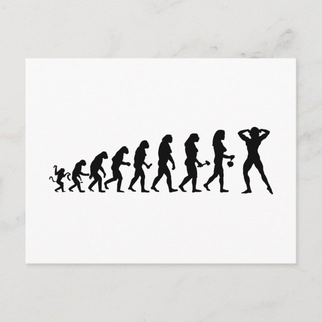 Carte Postale Théorie de l'évolution du bodybuilde (Devant)