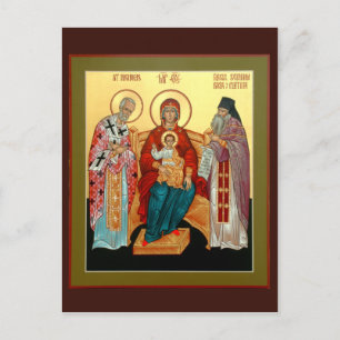 Carte Postale Théotokos avec saint Nicolas et bienheureux Séraph