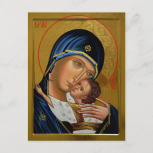 Carte Postale Théotokos et Christ enfant chrétien orthodoxe