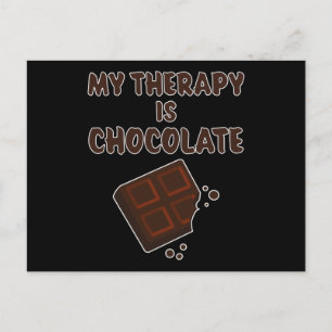 Carte Postale Thérapie au chocolat drôle de dicton cadeau en cho