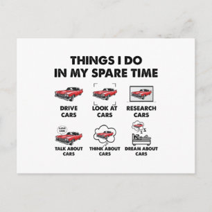 Carte Postale Things I Do In My Spare Time Funny Classic Cars