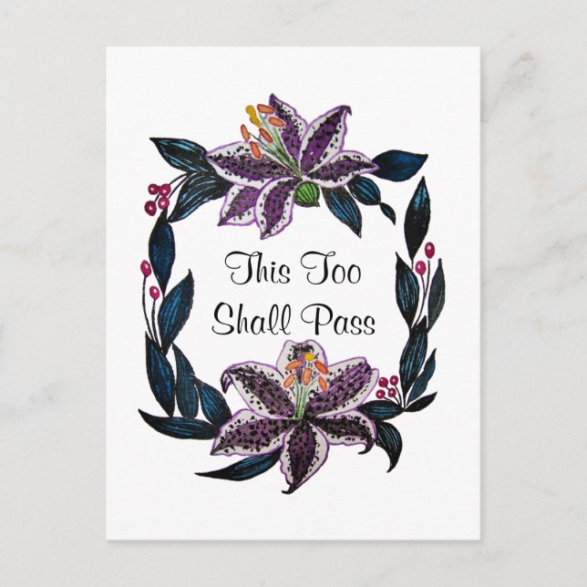 Carte Postale "This Too Shop Pass" Aquarelle Lily Wreath (Devant)
