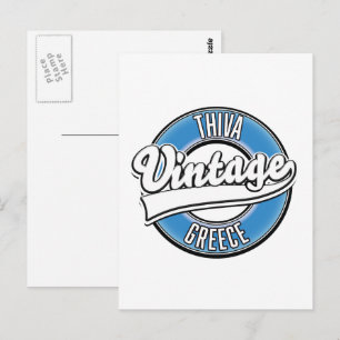 Carte Postale Thiva Grèce logo vintage