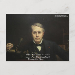 Carte Postale Thomas Edison "10,000 Ways" Citations de sagesse C