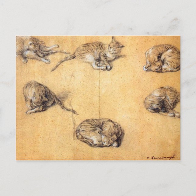 Carte Postale Thomas Gainsborough. Six études d'un chat (Devant)