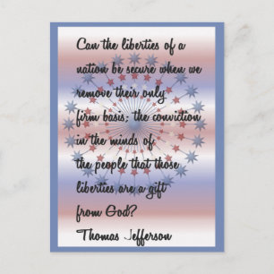 Carte Postale Thomas Jefferson cite "Nos libertés"