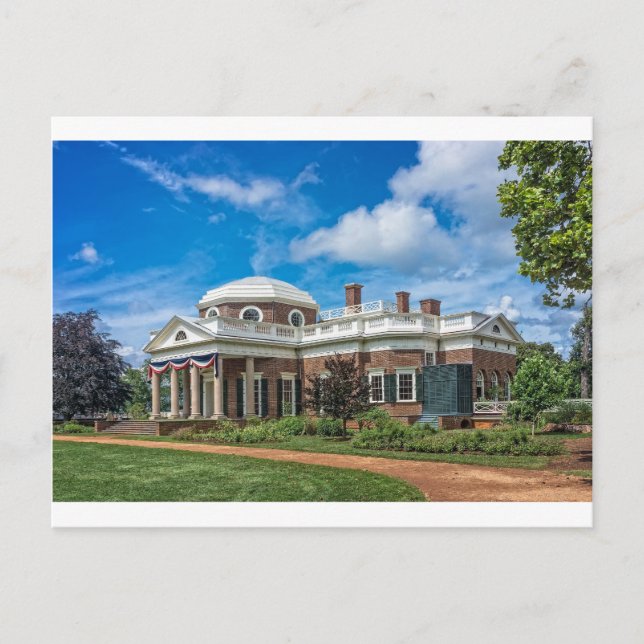Carte Postale Thomas Jefferson Maison à Monticello (Devant)