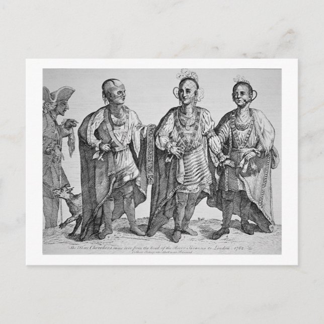 Carte Postale Three American Cherokee Chiefs, 1762 (gravure) (Devant)