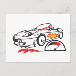Carte Postale Throw Pillow Fast Dreams –Racing Car Pillow Design