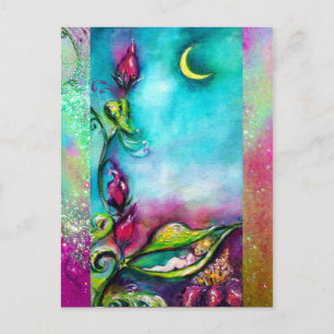 CARTE POSTALE THUMBELINA DORMIR ENTRE FEUILLES ROSE