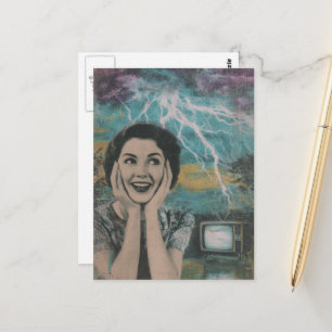 Carte Postale Thunderstorm Retro Woman