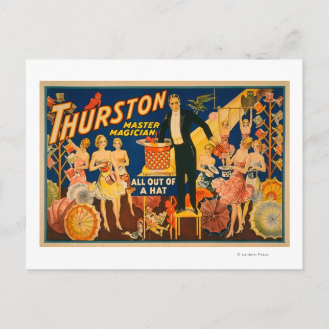 Carte Postale Thurston, Maître Magicien "Out of a Casquette" Mag (Devant)