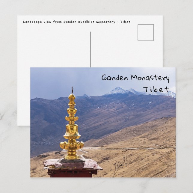 Carte Postale Tibet - Monastère bouddhique de Ganden (Devant / Derrière)