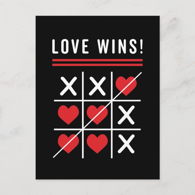 Carte Postale Tic Tac Toe L'amour Gagne Anniversaire Saint Valen (Devant)