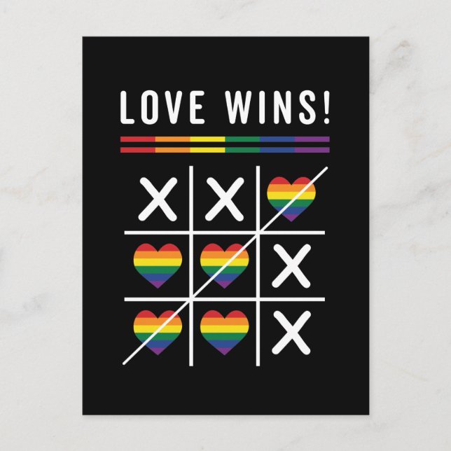 Carte Postale Tic Tac Toe Loe gagne le Gay pride LGBTQ (Devant)