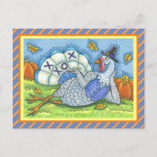 CARTE POSTALE TIC TAC TOE TURKEY, AMUSANT MERCI JEUX AUX OISEAUX