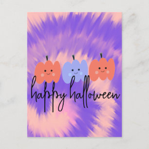 Carte Postale Tiedye Halloween Citrouille Dessinée à la Main 