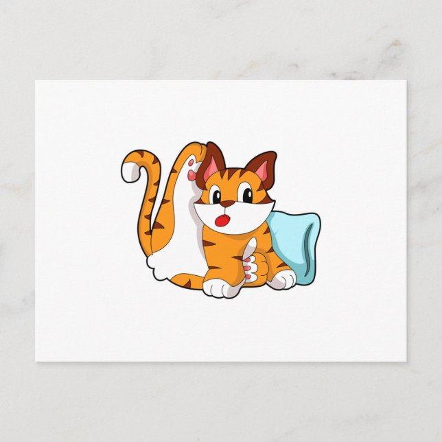 Carte Postale Tiger chat avec Coussin (Devant)