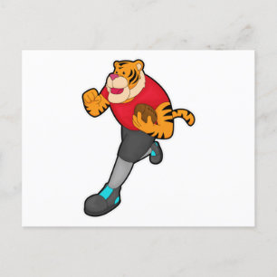 Carte Postale Tiger comme joueur de football avec football