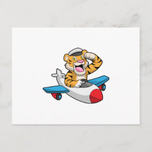 Carte Postale Tiger comme pilote dans l'avion