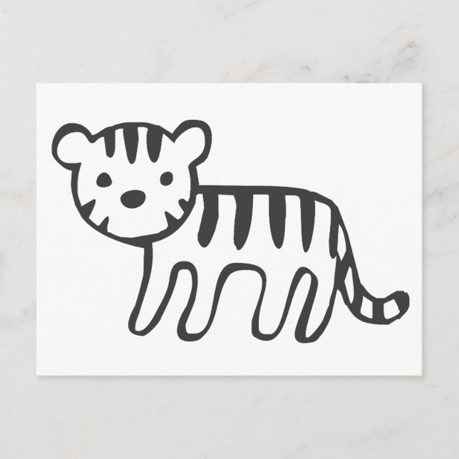 Carte Postale Tiger en noir et blanc (Devant)
