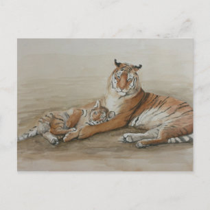 Carte postale Tiger et Cub Cat Art