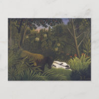 Tigre attaquant un cheval et un Noir endormi (