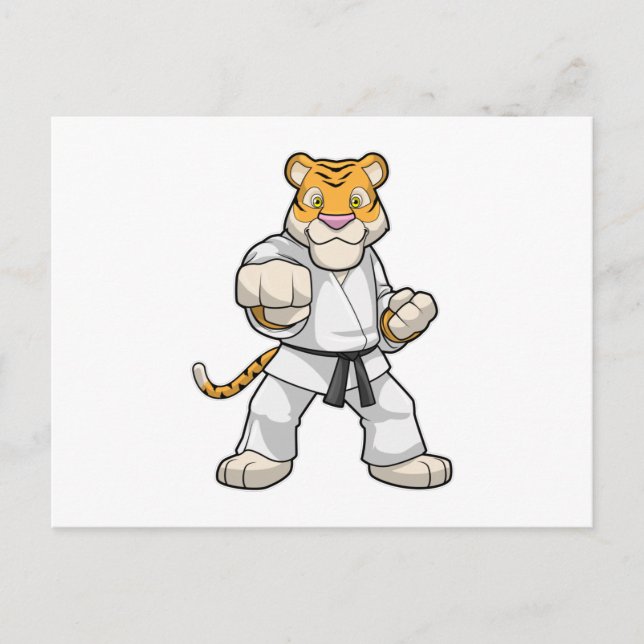 Carte Postale Tigre au karaté d'arts martiaux (Devant)