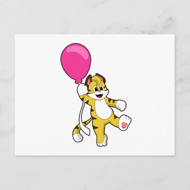 Carte Postale Tigre avec ballon (Devant)