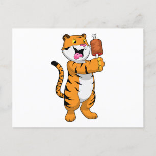 Carte Postale Tigre avec de la viande