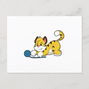 Carte Postale Tigre avec fil de laine balle