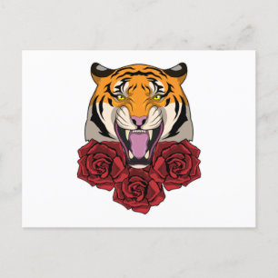 Carte Postale Tigre avec Rose