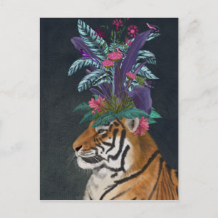 Carte Postale Tigre avec tête tropicale