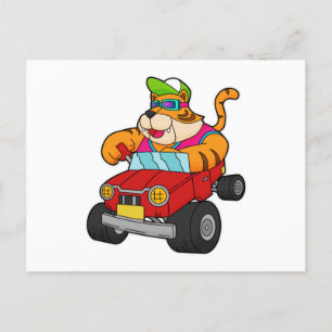 Carte Postale Tigre avec voiture