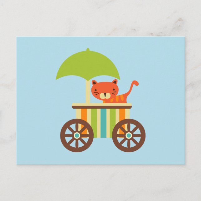 Carte Postale Tigre Bébé mignonne sur glace Crème Panier Cadeaux (Devant)