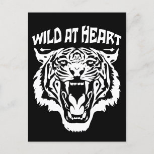 Carte Postale Tigre blanc rugissant   Sauvage au coeur