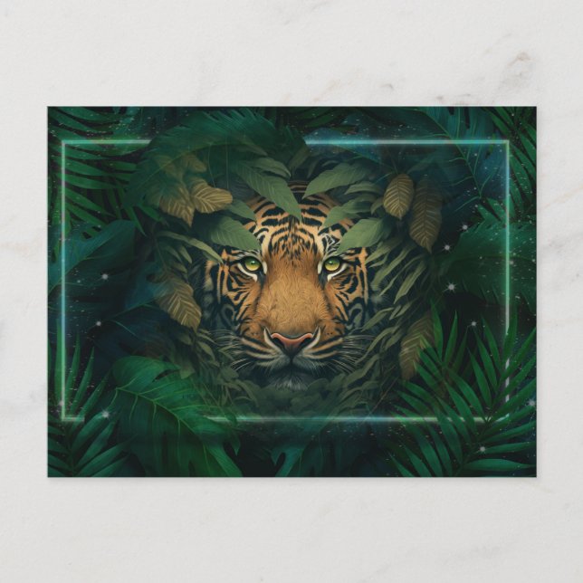 Carte Postale Tigre caché dans le Foliage (Devant)