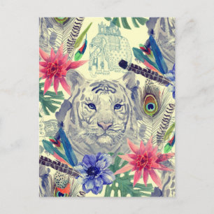 Carte Postale Tigre de Vintage Indian