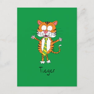 Carte Postale Tigre drôle dans une Cravate caricature pour enfan