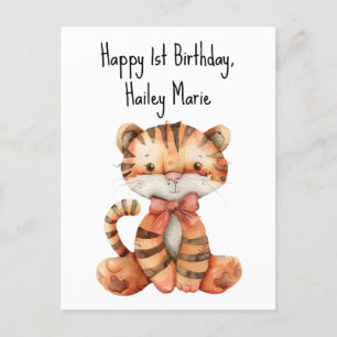 Carte Postale Tigre en peluche personnalisé pour le premier anni