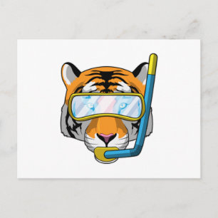 Carte Postale Tigre en plongeur avec tuba
