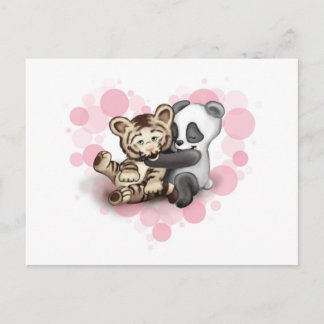 Carte Postale Tigre et panda