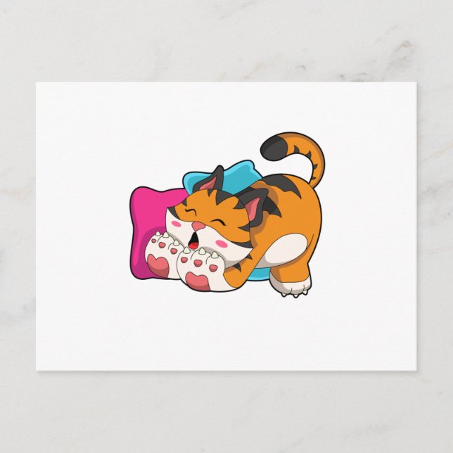 Carte Postale Tigre fatigué (Devant)