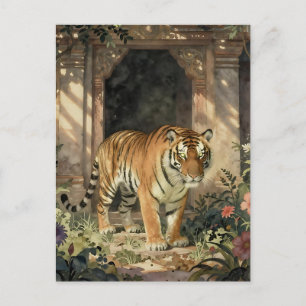 Carte Postale Tigre majestueux marchant dans les dunes anciennes