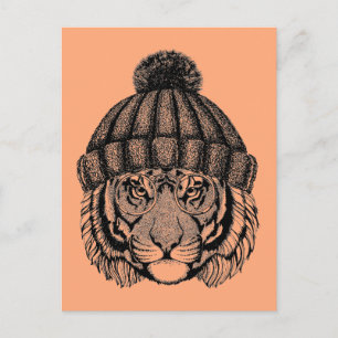 Carte Postale Tigre prêt pour la mode hiver